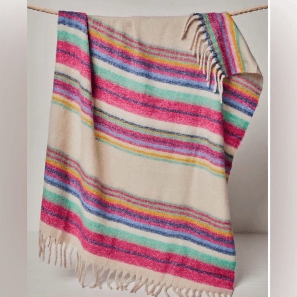 Free People Skye Stripe Fringe Throw Blanket - Picture 4 of 9